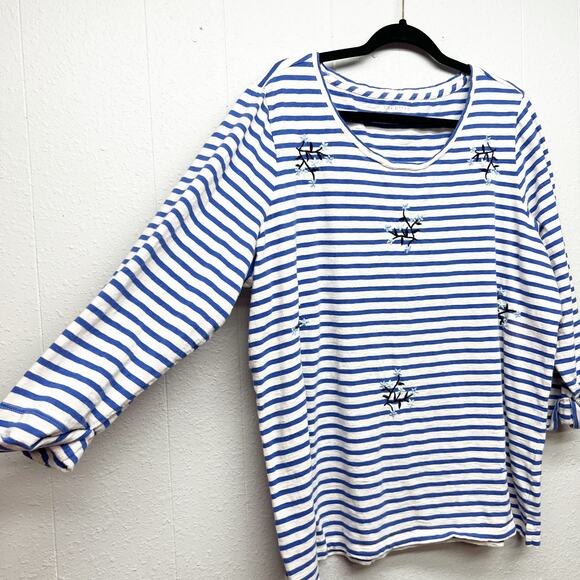 Talbots Top Womens 2X Cotton Embroidered Comfort Relaxed Workwear Casual Stretch - Picture 5 of 11